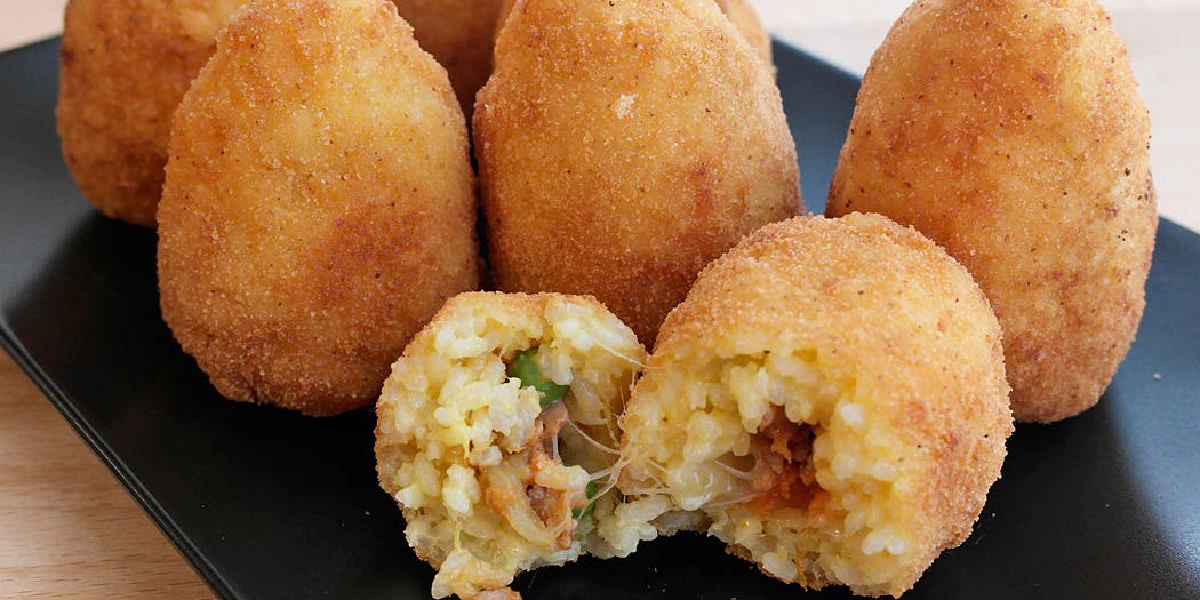 Receta de Arancini di riso o croquetas de arroz. Receta italiana