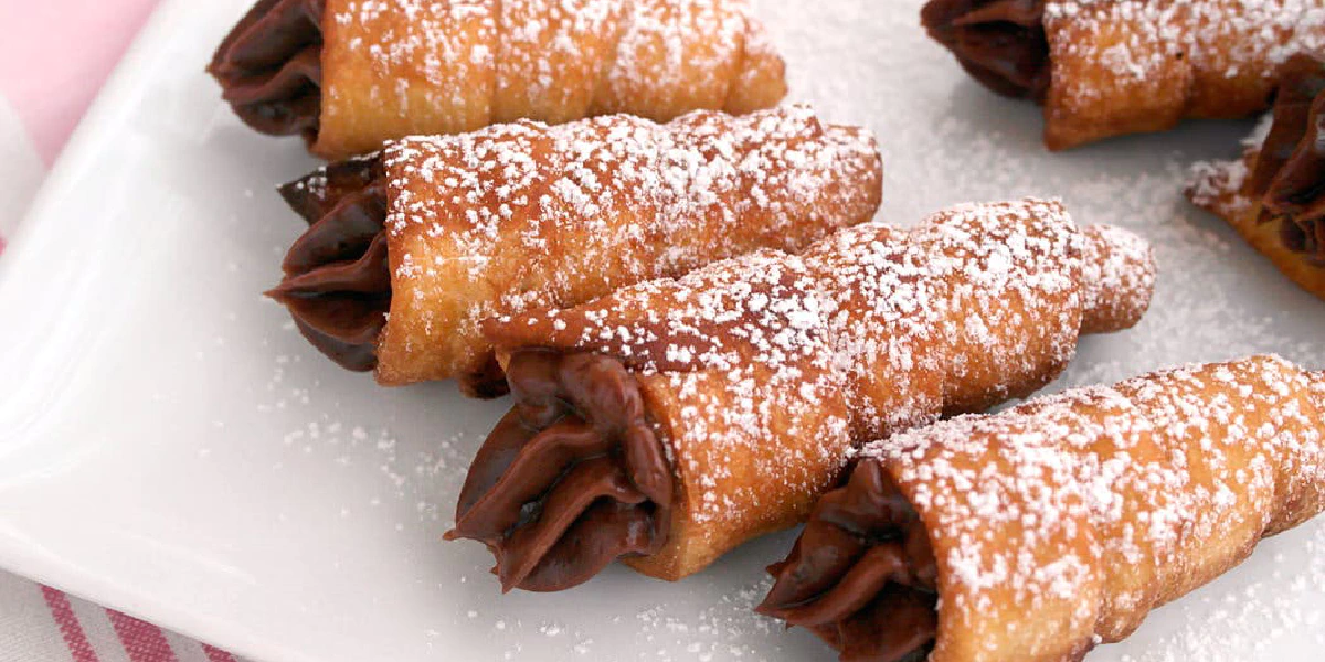 Receta de Cañas fritas rellenas de chocolate